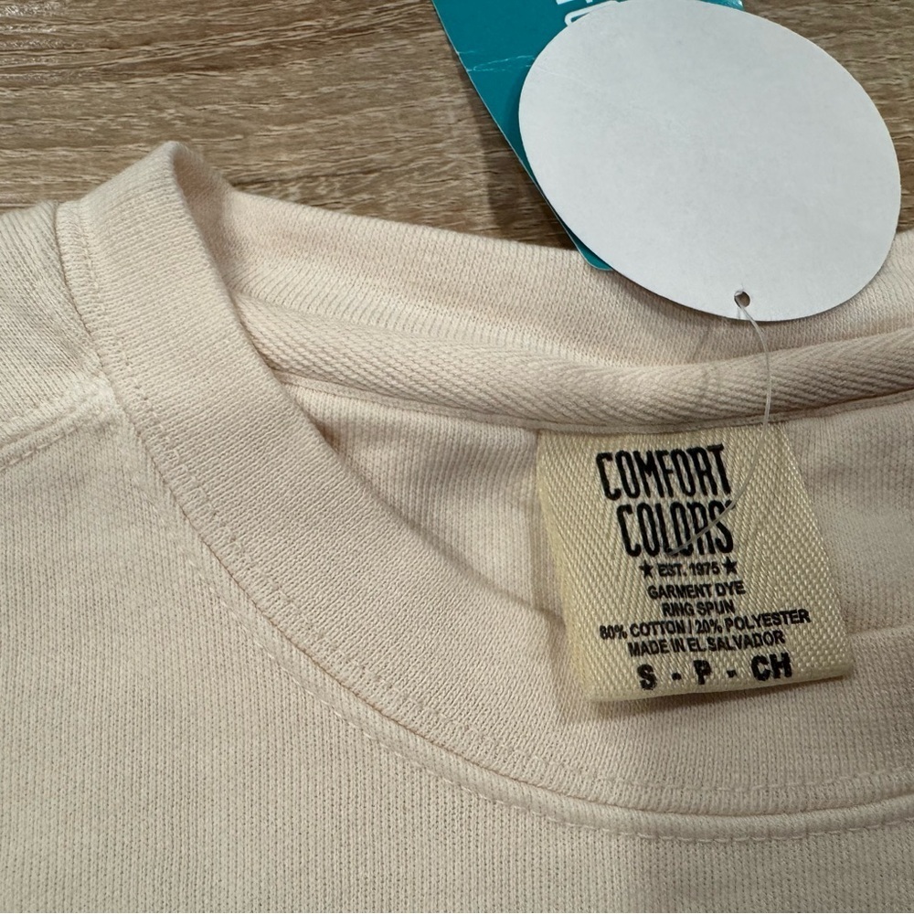 Comfort Colors Men's Off-White Crewneck Sweater - Picture 4 of 6